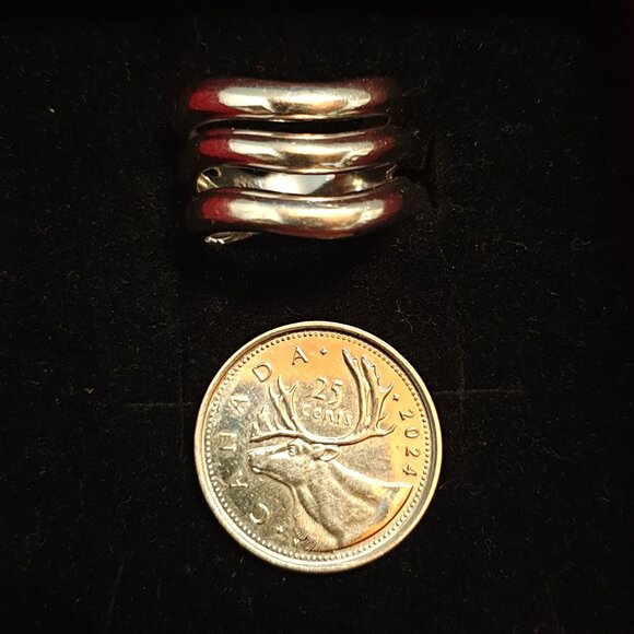 Rare Bold Vintage Sterling Silver Overlapping Waves Modernist Statement Ring - Picture 12 of 15